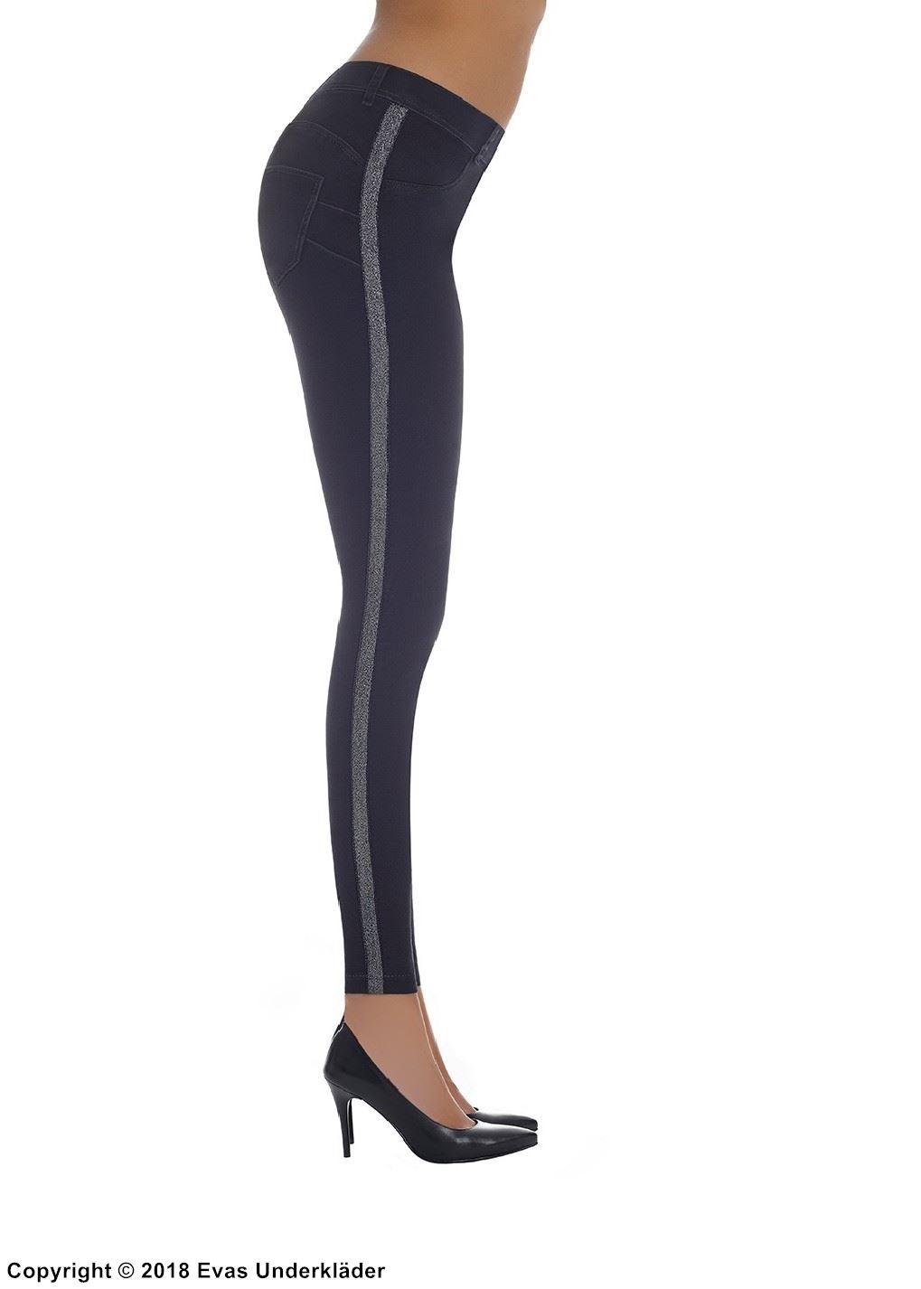 Formende leggings, lommer, loddrette striper